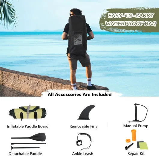 11 Feet Inflatable Standing Board Surfboard with Bag and Paddle