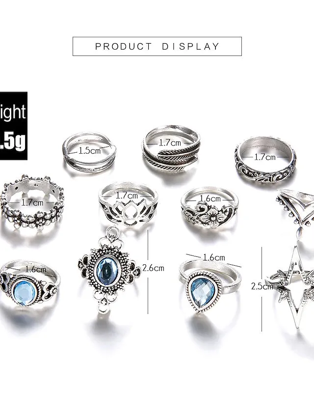 11-Piece Acrylic Alloy Ring Set for Women - Classic Sporty Birthday Gift