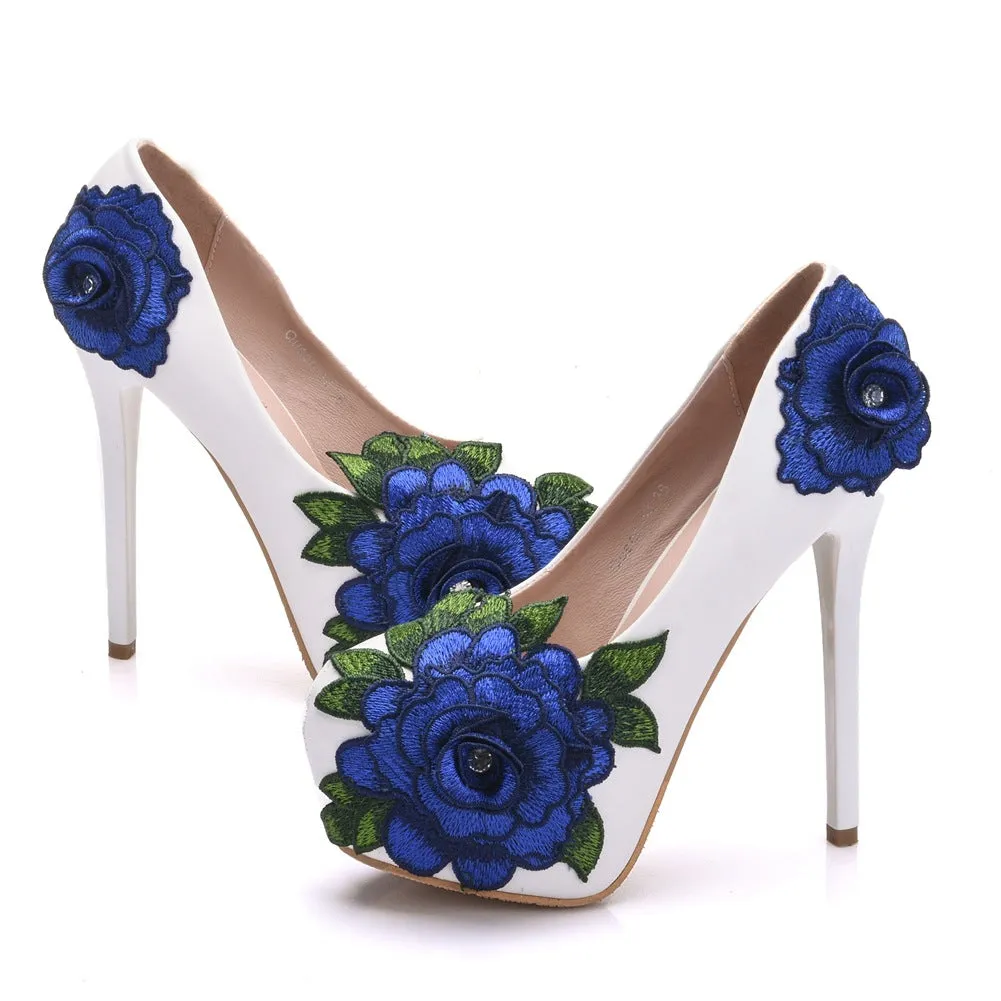 14 cm Big Flower Banquet High Heels Shoes