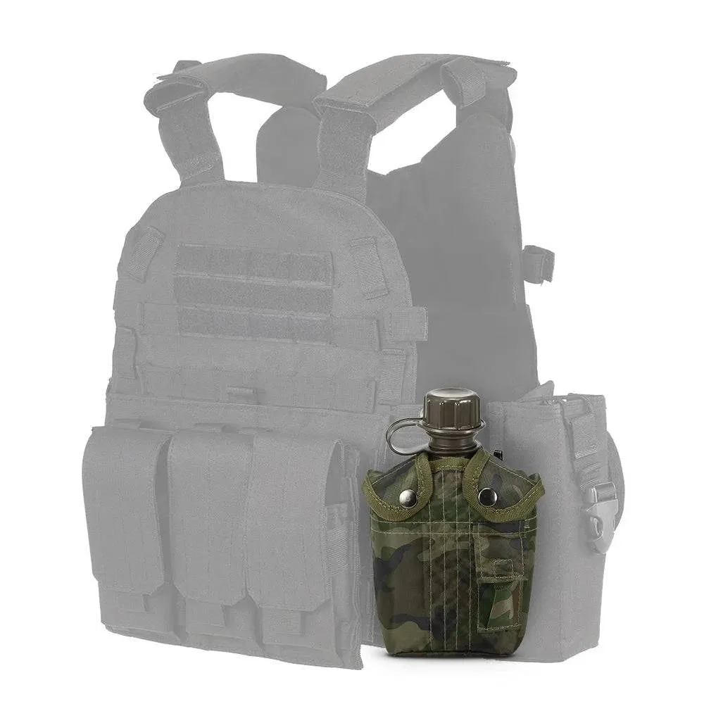 1L Outdoor Military Canteen Bottle Camping Hiking Backpacking Survival Water Bottle Kettle with Cover Sports Bottles