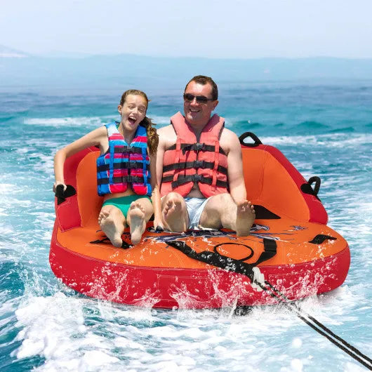 2 Person Water Sport Inflatable Towable Tubes for Boating-Orange