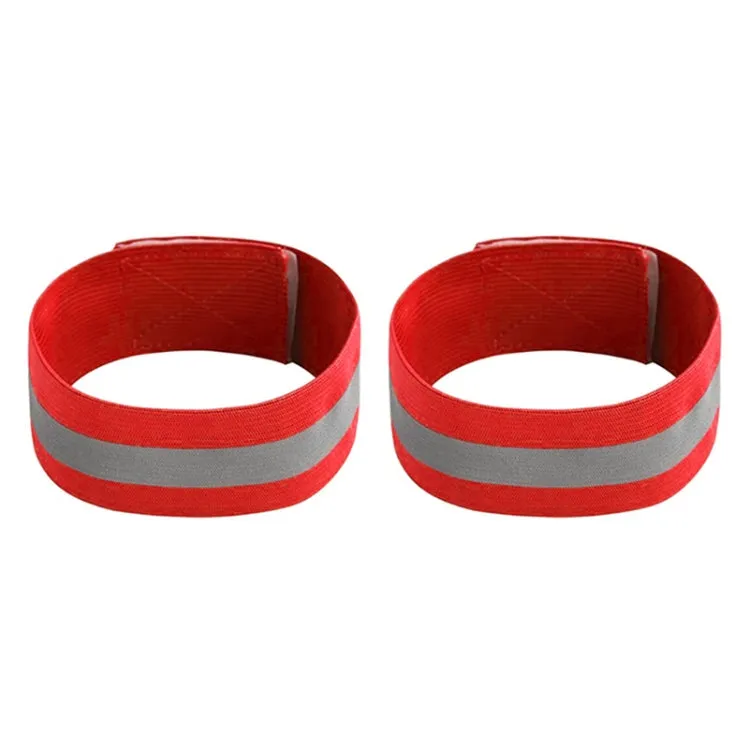 2pcs Reflective Band Outdoor Sports Running Cycling Night Warning Wrist Band(Red)