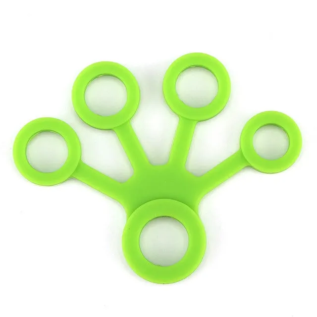 3 PCS Finger Trainer Silicone Finger Tensioner Five Finger Tension Ring(Medium Green (8.8LB))