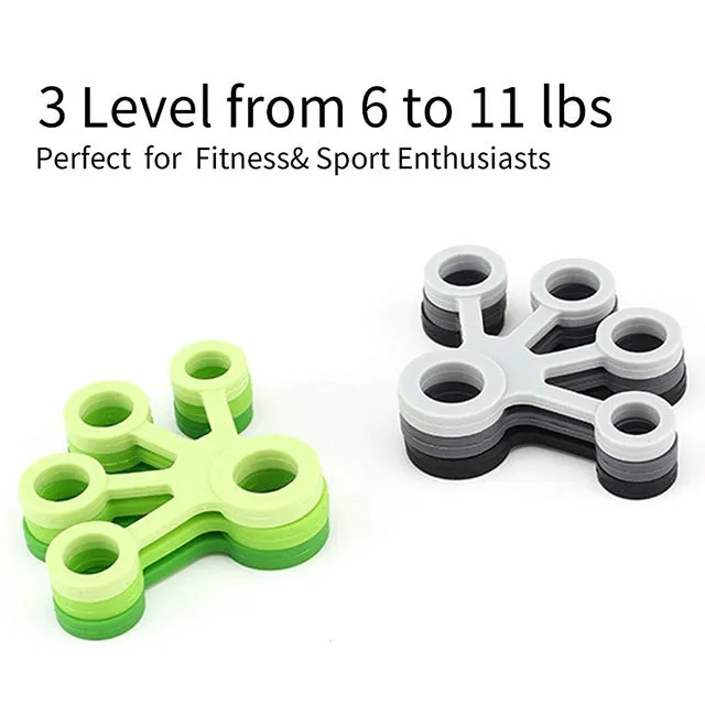 3 PCS Finger Trainer Silicone Finger Tensioner Five Finger Tension Ring(Medium Green (8.8LB))