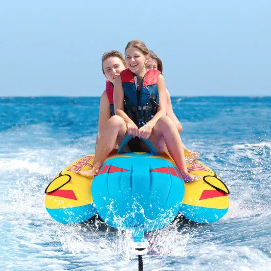 3-Person Inflatable Banana Boat with 3 EVA-padded Seats and Handles