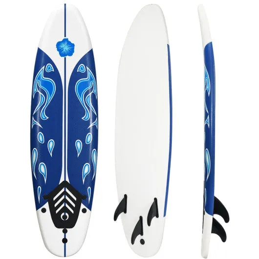 6 Feet Surfboard with 3 Detachable Fins-White