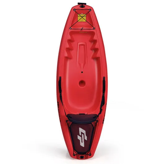 6 Feet Youth Kids Kayak with Bonus Paddle and Folding Backrest for Kid Over 5-Red