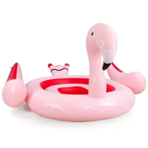 6 People Inflatable Flamingo Floating Island with 6 Cup Holders for Pool and River