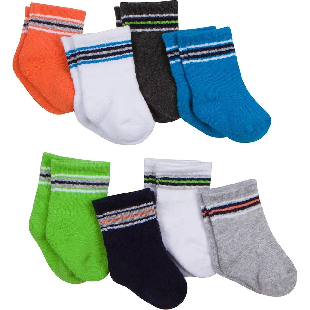 8PC Baby Boys Stay-On Technology Wiggle-Proof Socks