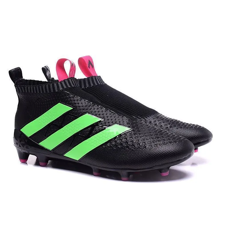 Adidas Ace 16  Purecontrol FG Core Soccer Cleats Black Pink Solar Green