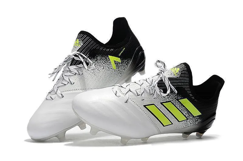 Adidas ACE 17.1 Leather FG Soccer Cleats Fluorescent Green White Black