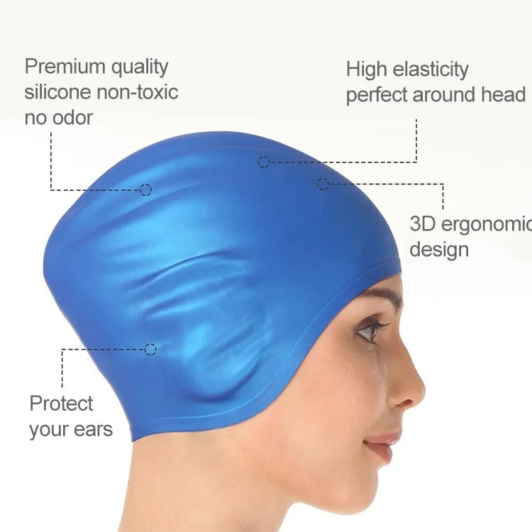 Adult Solid Color Waterproof Silicone Swimming Cap(Sky)