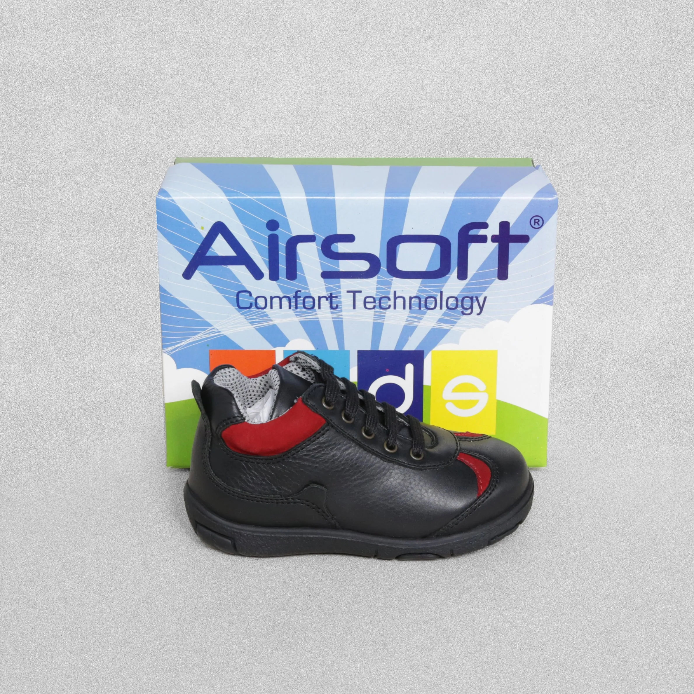 Airsoft Boys' Black Leather Shoe