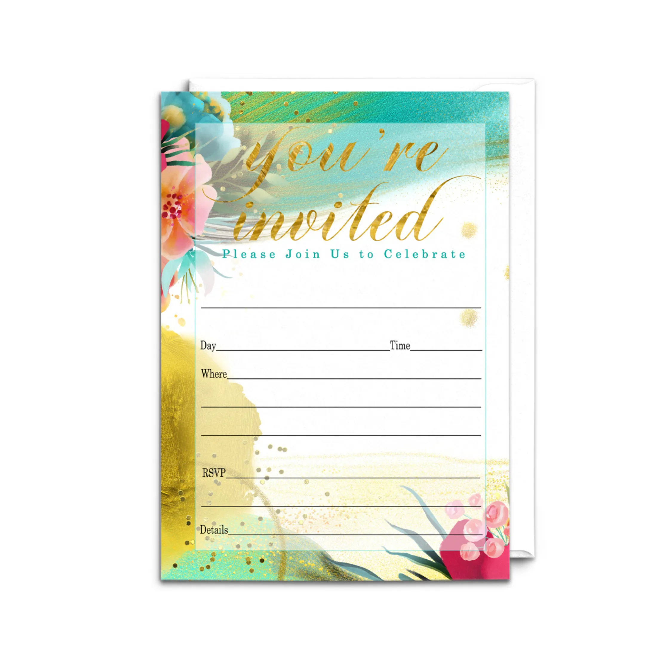 Aloha Themed Party Invites - 25ct, Versatile, 5x7