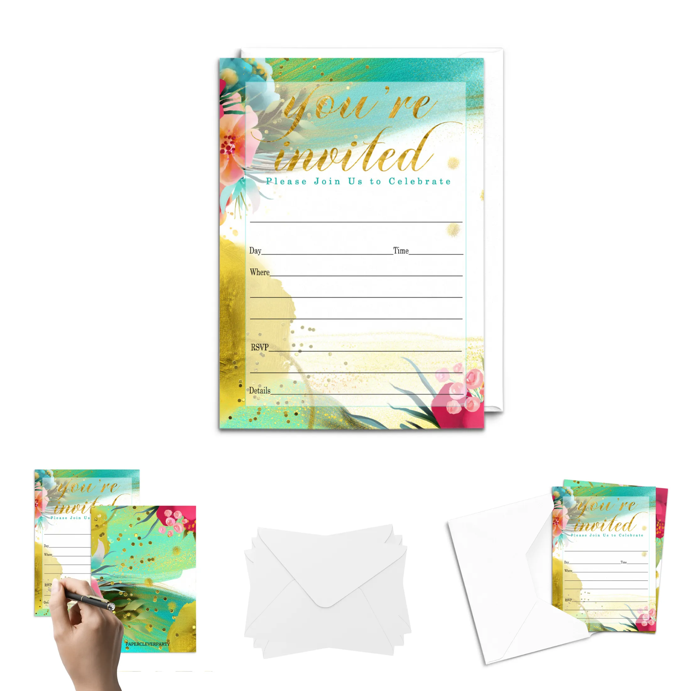 Aloha Themed Party Invites - 25ct, Versatile, 5x7