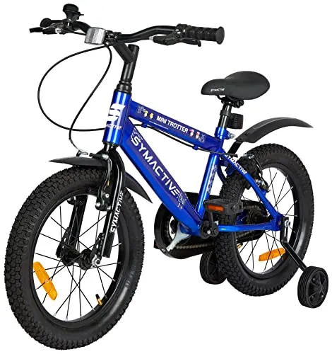 Amazon Brand - Symactive Mini Trotter, 16T Single Speed Kids Bike/Bicycle/Cycle, V-Brakes, Frame Size: 10.6 inch, Age: 5-10 Yr, Steel Rim (Blue, Unisex), Rigid