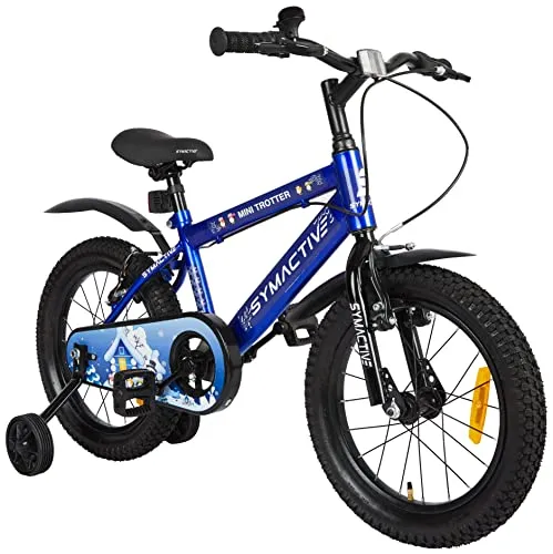 Amazon Brand - Symactive Mini Trotter, 16T Single Speed Kids Bike/Bicycle/Cycle, V-Brakes, Frame Size: 10.6 inch, Age: 5-10 Yr, Steel Rim (Blue, Unisex), Rigid