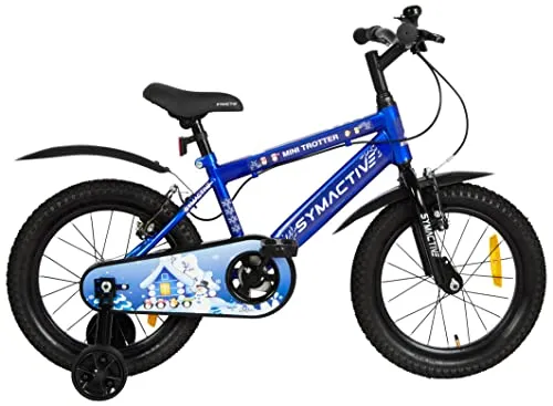 Amazon Brand - Symactive Mini Trotter, 16T Single Speed Kids Bike/Bicycle/Cycle, V-Brakes, Frame Size: 10.6 inch, Age: 5-10 Yr, Steel Rim (Blue, Unisex), Rigid