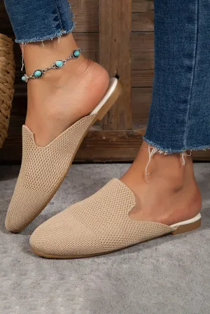 Apricot Breathable Knit Flat Shoes