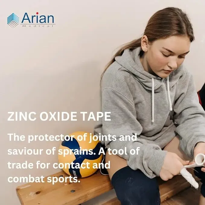 AriaTape Zinc Oxide Tape Self Adhesive Tearable Tape - 1.25cm X 10m Injury Sport Strapping Tape 1 Roll