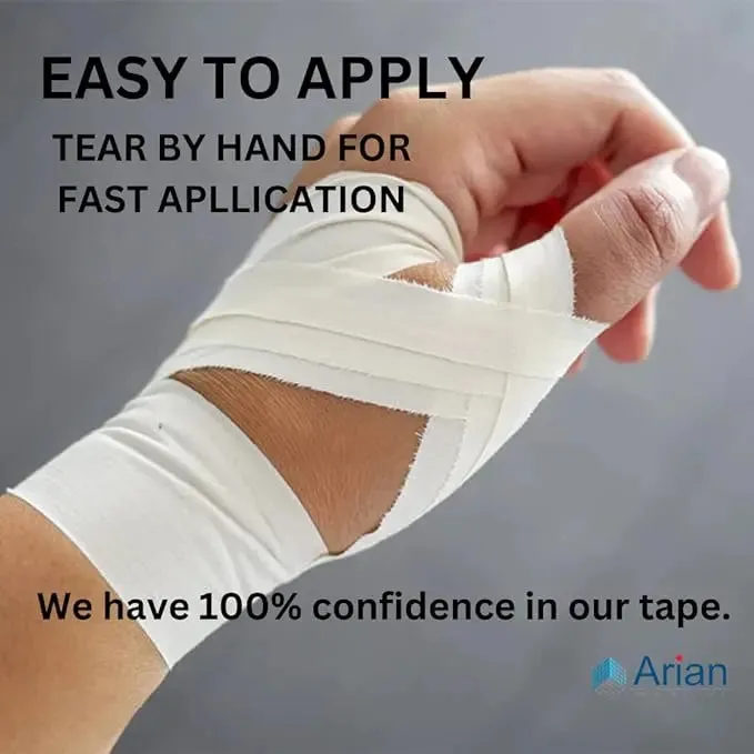 AriaTape Zinc Oxide Tape Self Adhesive Tearable Tape - 1.25cm X 10m Injury Sport Strapping Tape 1 Roll