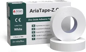 AriaTape Zinc Oxide Tape Self Adhesive Tearable Tape - 1.25cm X 10m Injury Sport Strapping Tape 1 Roll