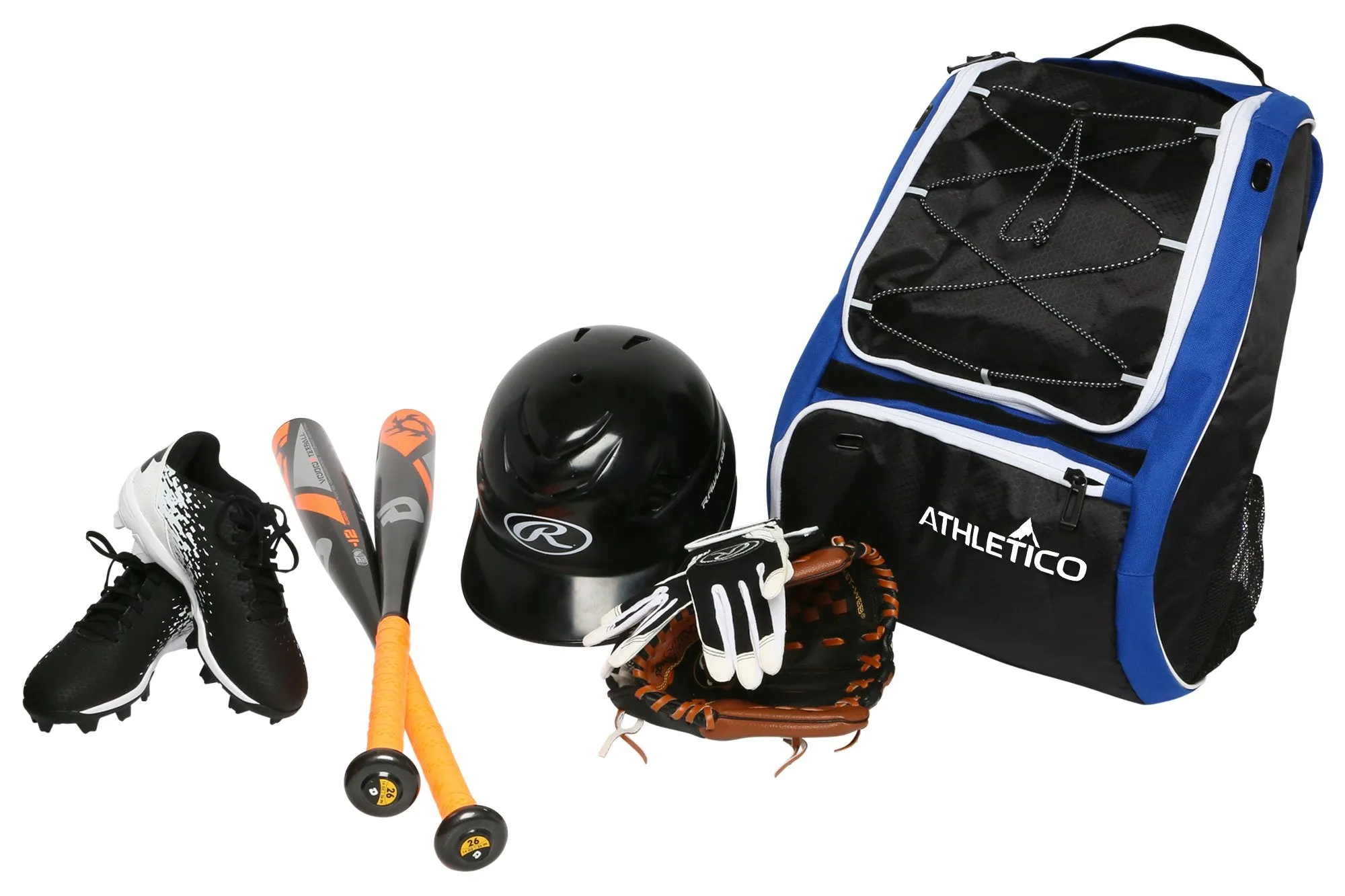 Athletico Baseball Bat Bag - Backpack for Baseball, T-Ball & Softball Equipment & Gear for Youth and Adults | Holds Bat, Helmet, Glove, Shoes | Separate Shoe Compartment & Fence Hook (Blue)