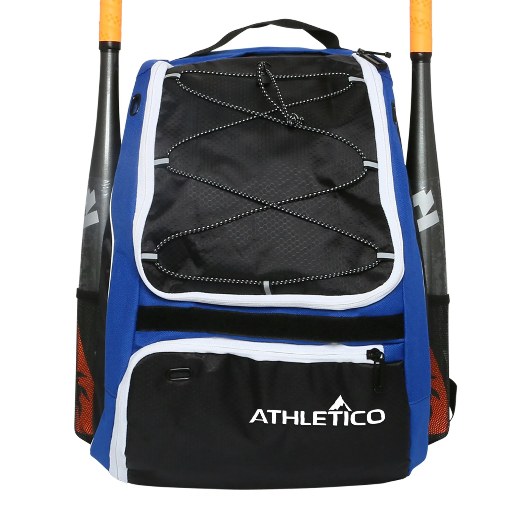 Athletico Baseball Bat Bag - Backpack for Baseball, T-Ball & Softball Equipment & Gear for Youth and Adults | Holds Bat, Helmet, Glove, Shoes | Separate Shoe Compartment & Fence Hook (Blue)