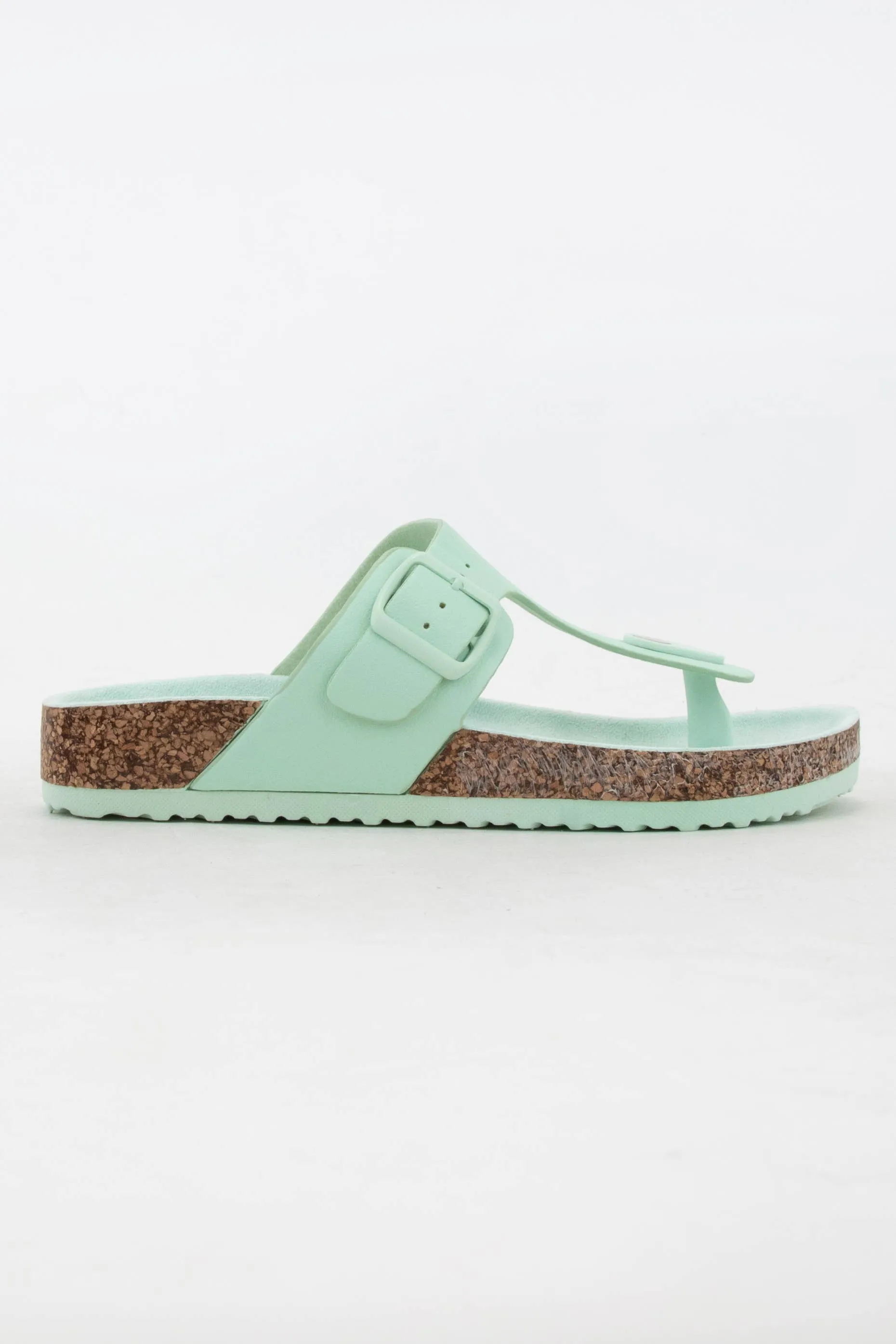 AUDRINA T-SHAPE CUT OUT UPPER THONG STYLE SLIDE SANDAL: MINT