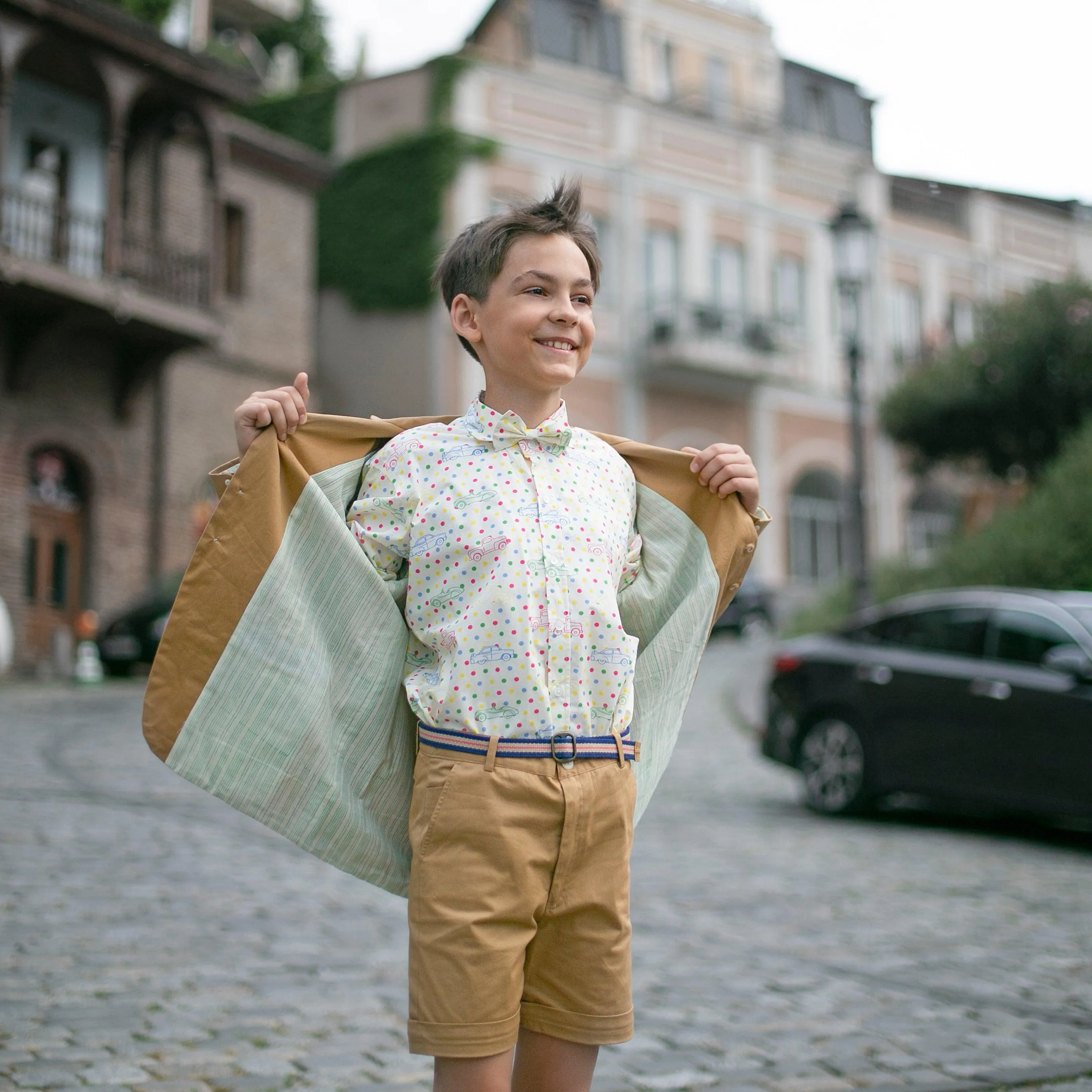 Autumn Breeze- Brown Beige Cotton Shorts for Boys