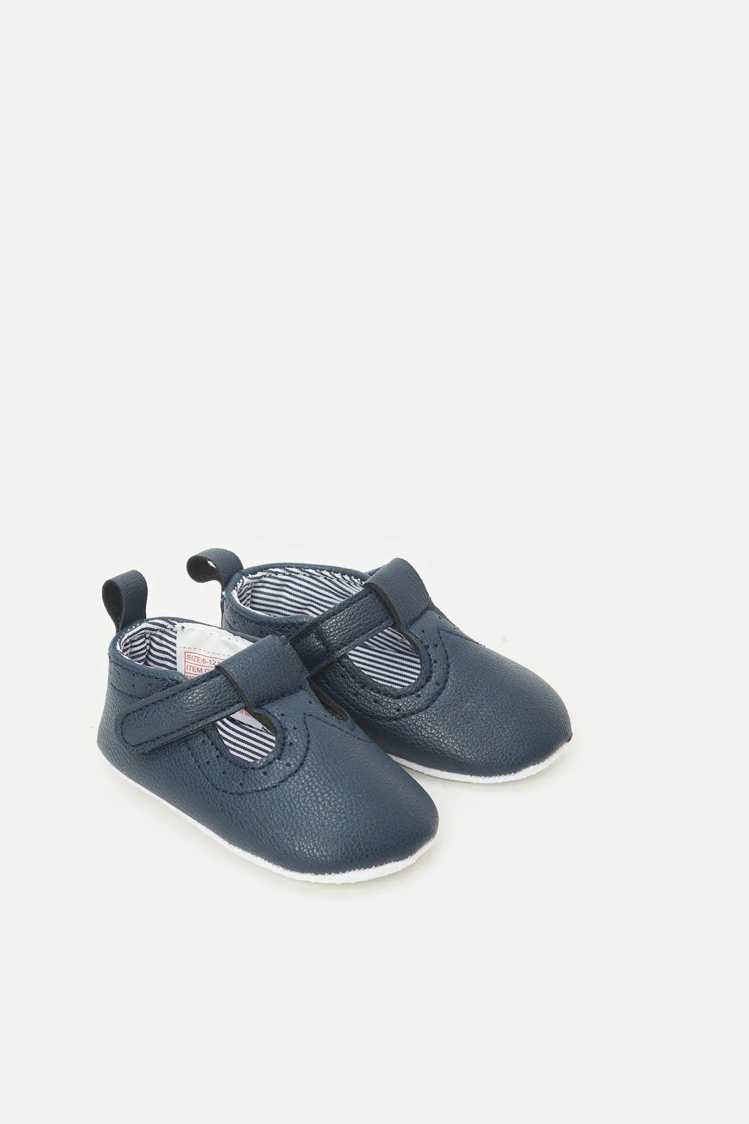 Baby Navy Velcro Strap Pram Shoes