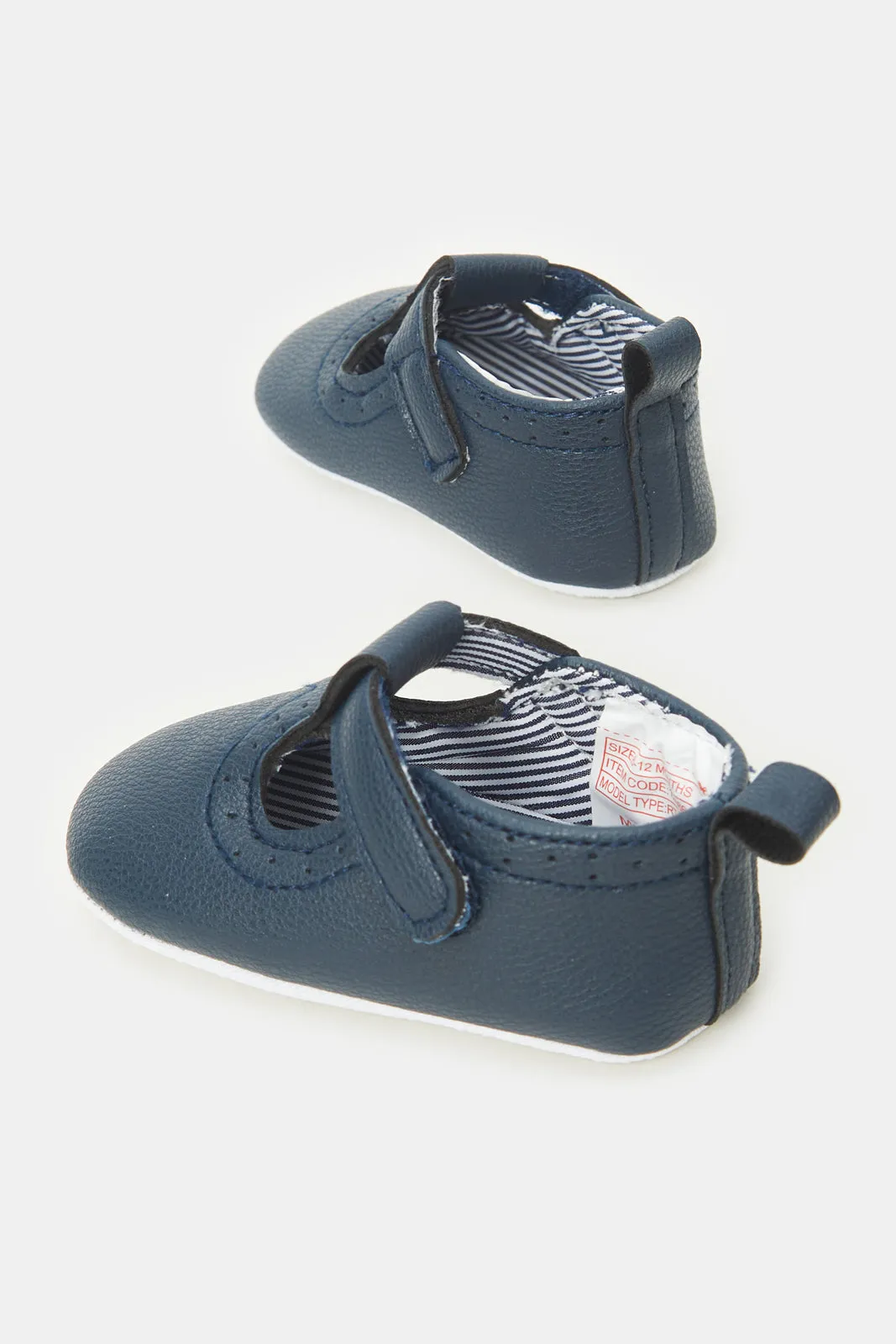 Baby Navy Velcro Strap Pram Shoes