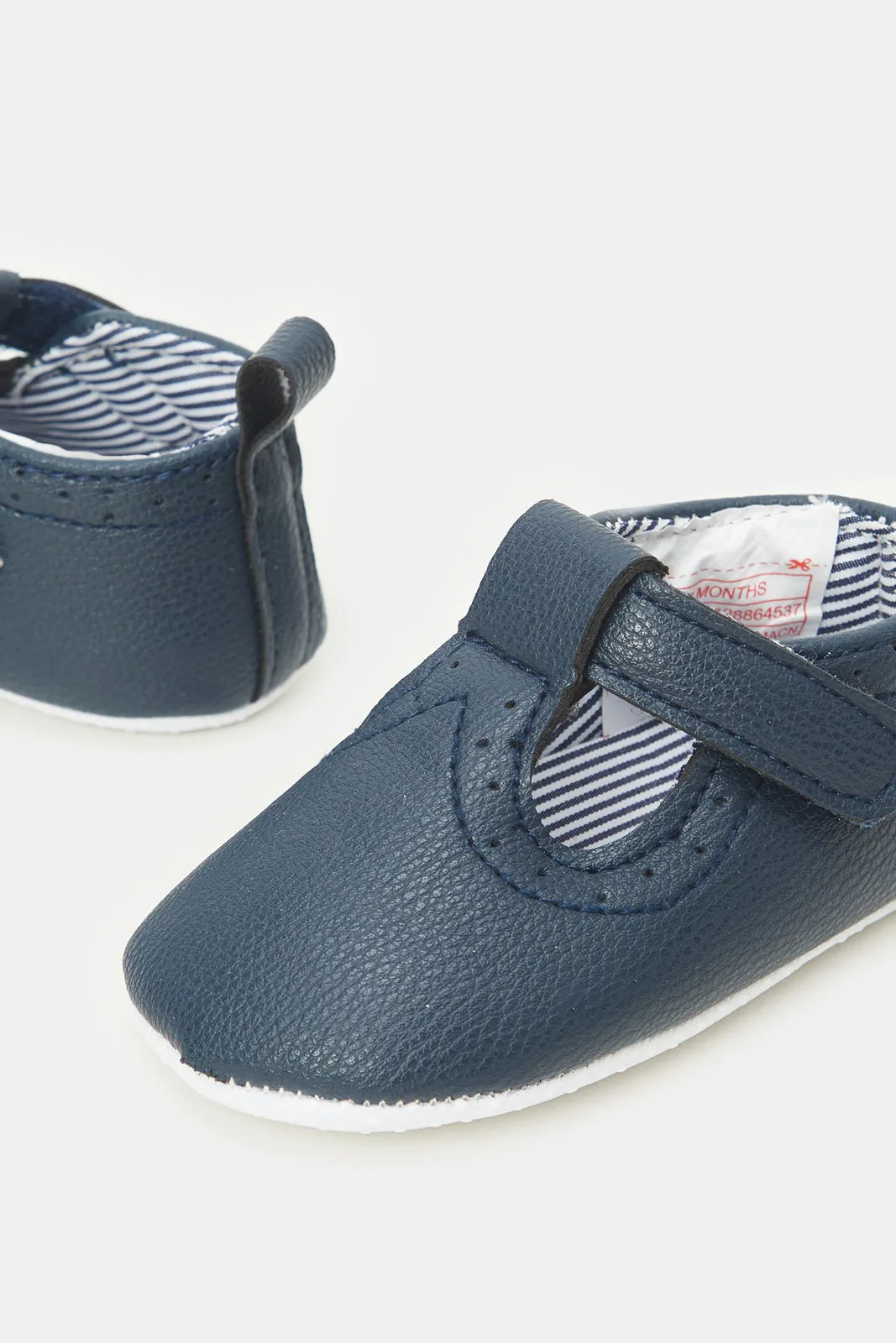 Baby Navy Velcro Strap Pram Shoes