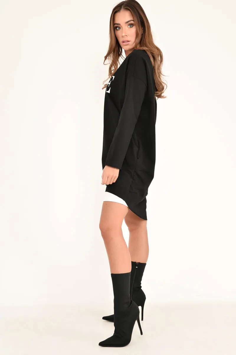 Black Vogue Slogan Oversized Jumper - Bray