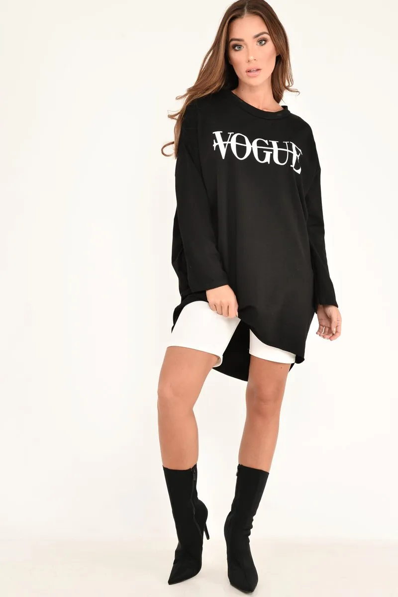 Black Vogue Slogan Oversized Jumper - Bray