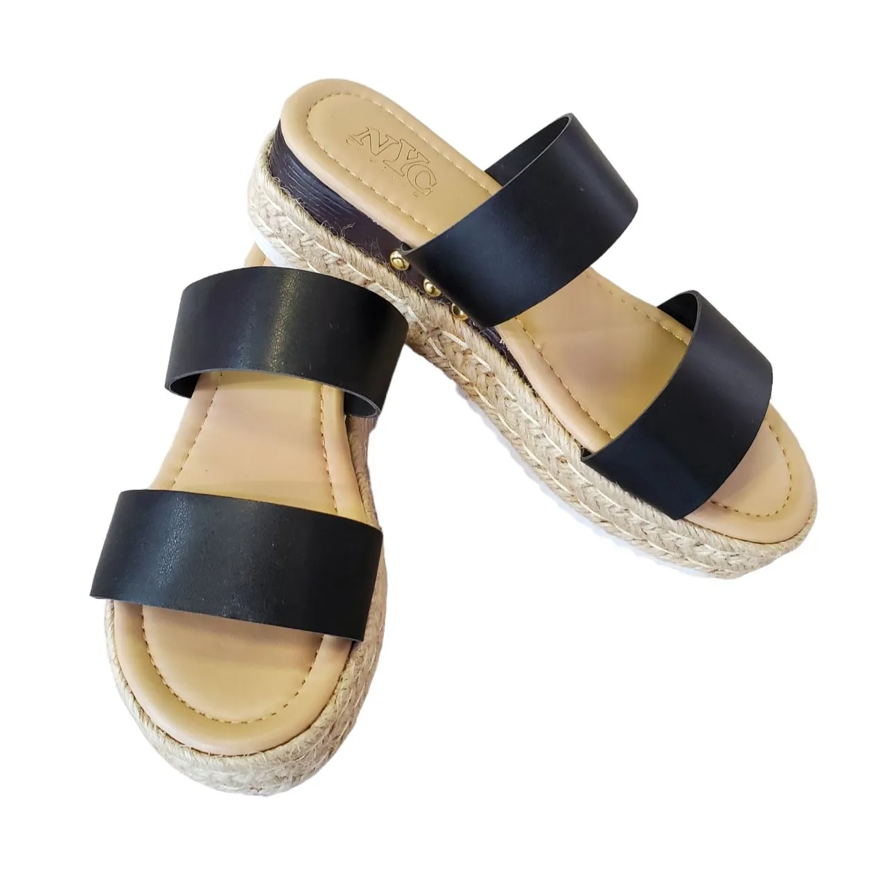 BLACK WEDGE ESPADRILLE SANDAL