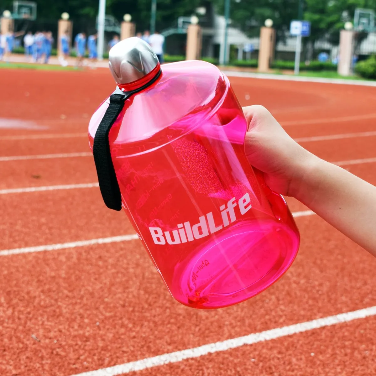 BuildLife 1 Gallon Water Bottle Motivational Fitness Workout with Time Marker/Drink More Daily/Clear BPA Free/Large 128OZ Capacity Throughout The Day(Pink, 1 Gallon)