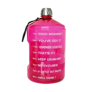 BuildLife 1 Gallon Water Bottle Motivational Fitness Workout with Time Marker/Drink More Daily/Clear BPA Free/Large 128OZ Capacity Throughout The Day(Pink, 1 Gallon)