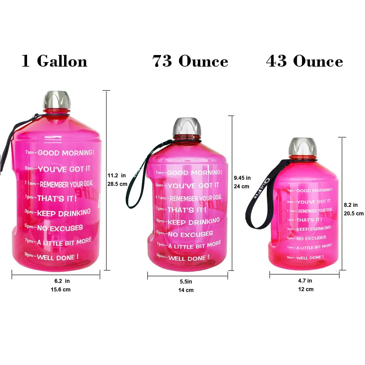 BuildLife 1 Gallon Water Bottle Motivational Fitness Workout with Time Marker/Drink More Daily/Clear BPA Free/Large 128OZ Capacity Throughout The Day(Pink, 1 Gallon)