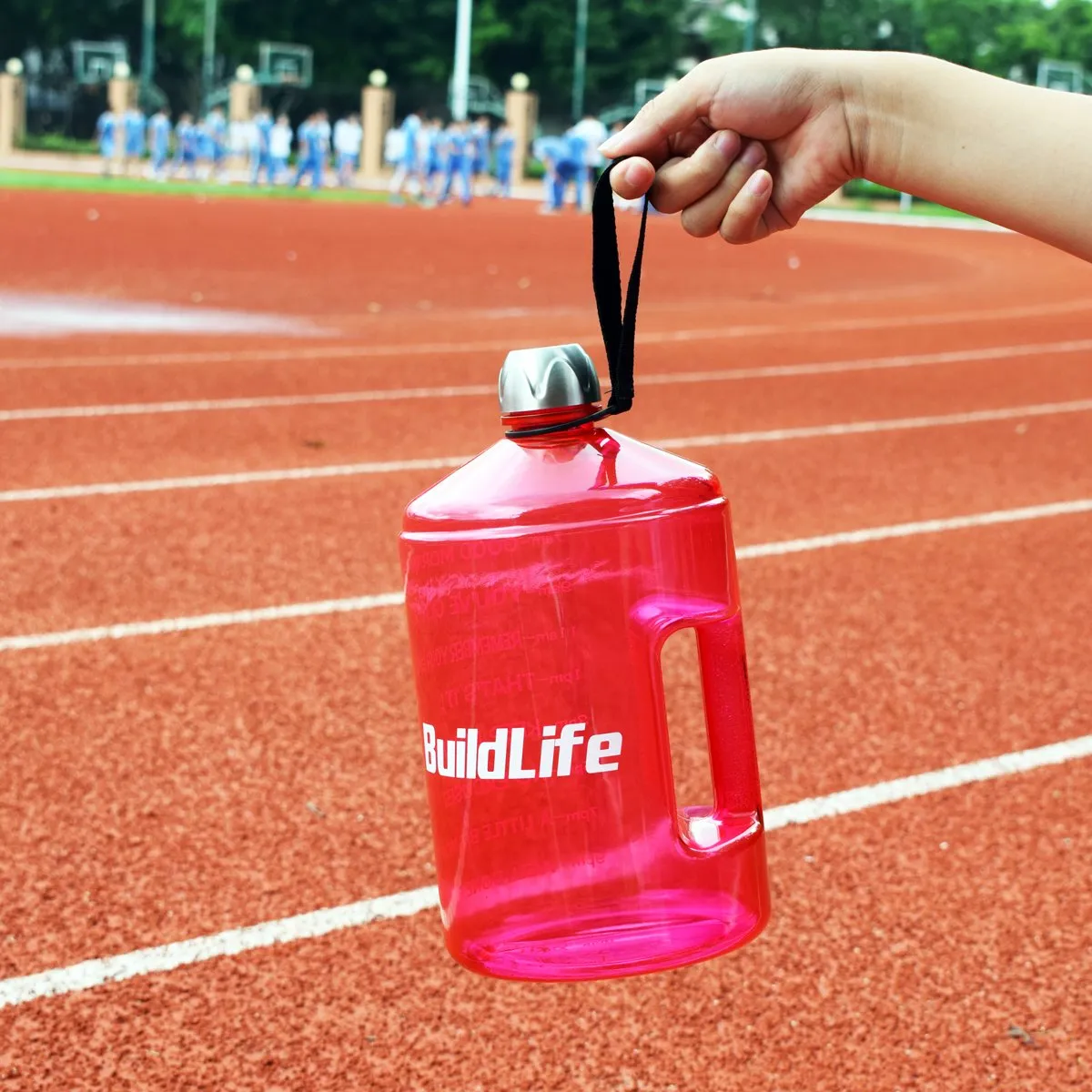 BuildLife 1 Gallon Water Bottle Motivational Fitness Workout with Time Marker/Drink More Daily/Clear BPA Free/Large 128OZ Capacity Throughout The Day(Pink, 1 Gallon)