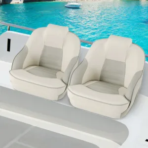 Captain Bucket Seat with Waterproof PVC Leather for Boat Sightseeing-White