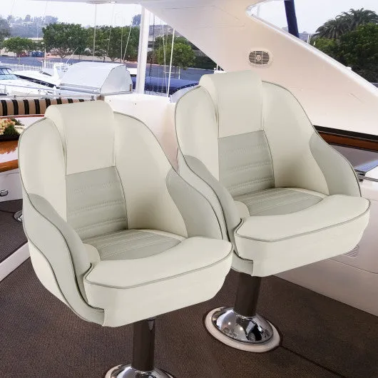 Captain Bucket Seat with Waterproof PVC Leather for Boat Sightseeing-White