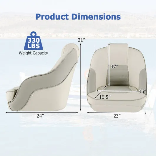 Captain Bucket Seat with Waterproof PVC Leather for Boat Sightseeing-White