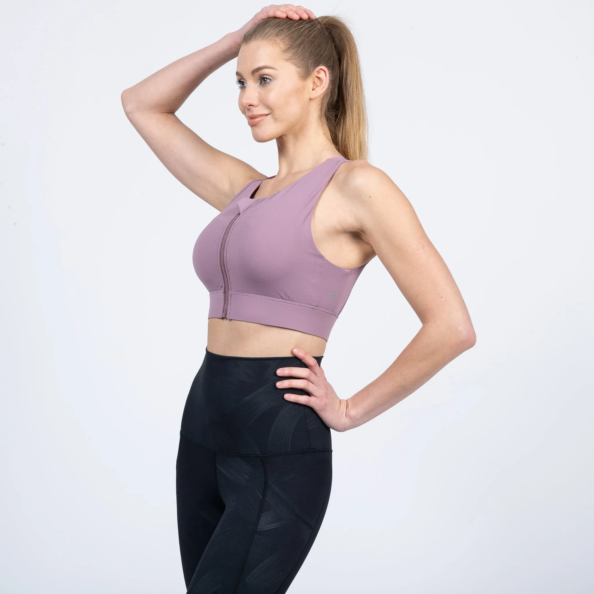 Capucine 2 - High Neck High Support Nursing & Hands Free Pumping Sports Bra (Lavender Smoke)