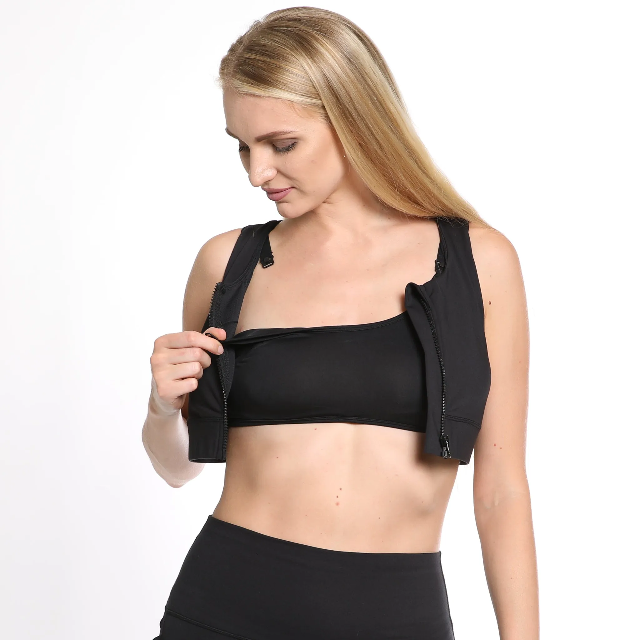 Capucine 2 - High Neck High Support Nursing & Hands Free Pumping Sports Bra (Noir)