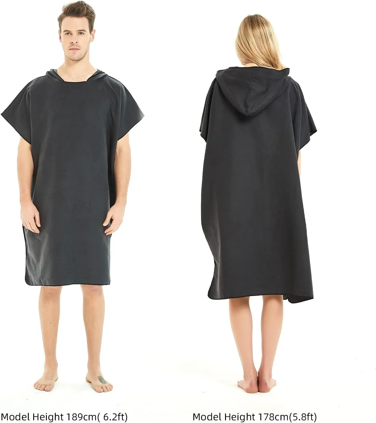 Changing Robe Towel with Hood - Black