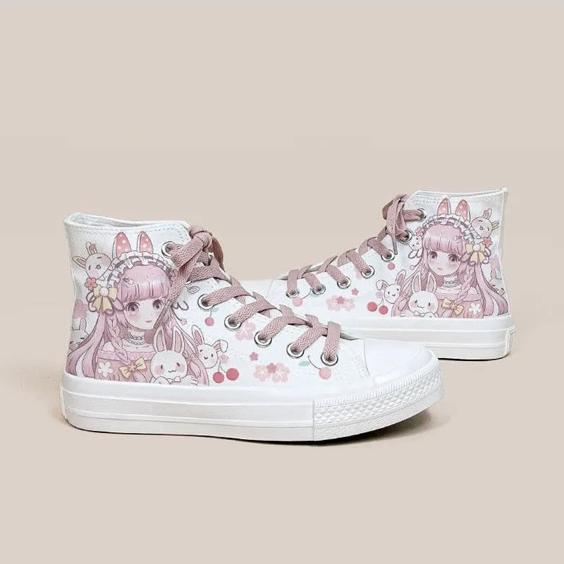 Cherry Bunnies Canvas Shoes