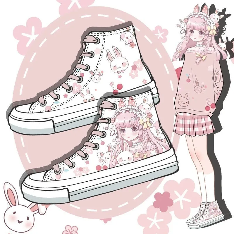 Cherry Bunnies Canvas Shoes