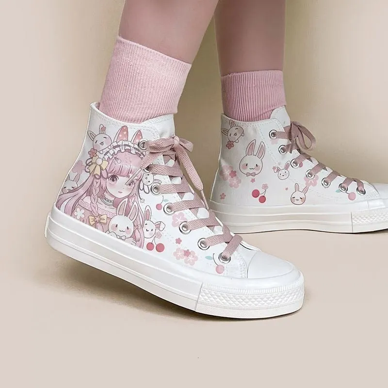 Cherry Bunnies Canvas Shoes