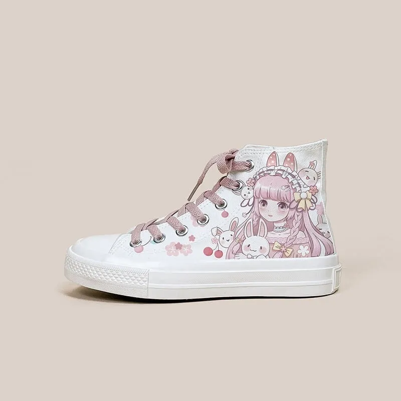 Cherry Bunnies Canvas Shoes